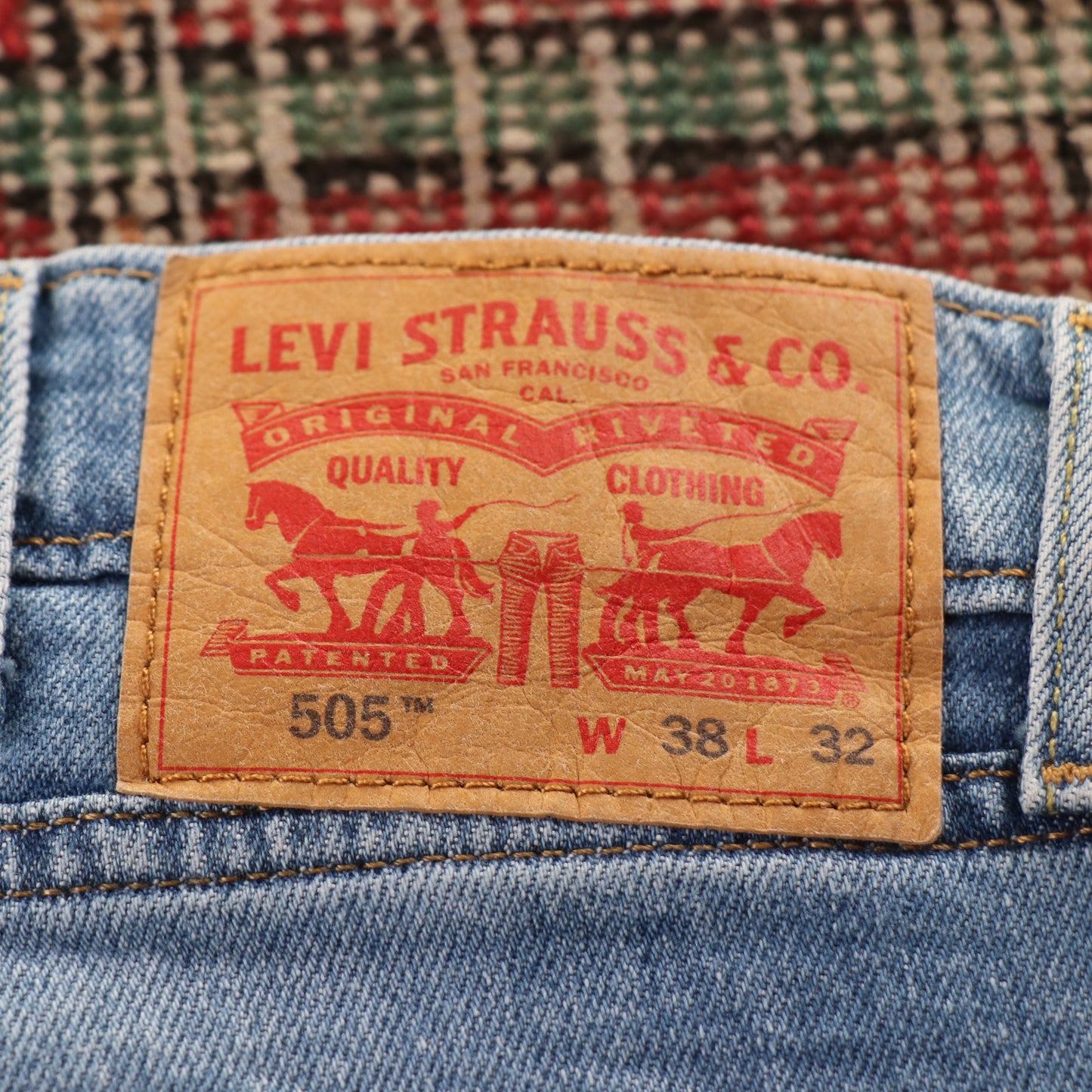 Levi's 505 Red Tab W34 L31 Straight Leg Regular Fit Blue Denim Jeans