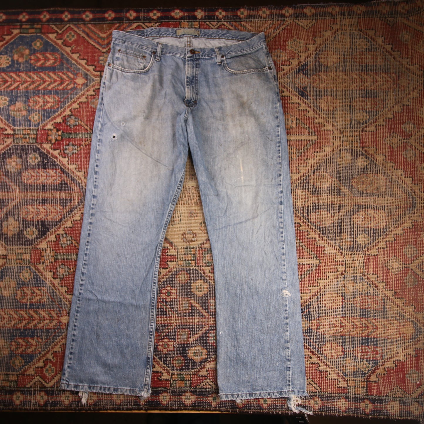 Wrangler W38 L30 Straight Leg Relaxed Fit Blue Denim Jeans
