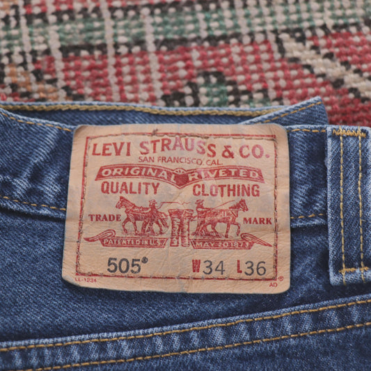 Levi's 505 W30 L35 Straight Leg Regular Fit Blue Denim Jeans