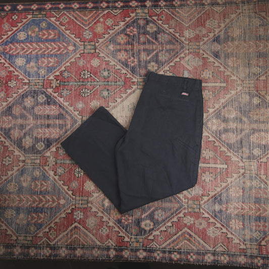 Dickies W40 L28 Straight Leg Black Cotton Blend Trousers