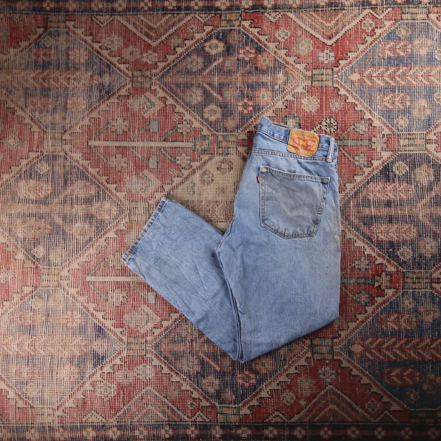 Levi's 505 Red Tab W36 L28 Straight Leg Regular Fit Classic Ripped Style Blue De