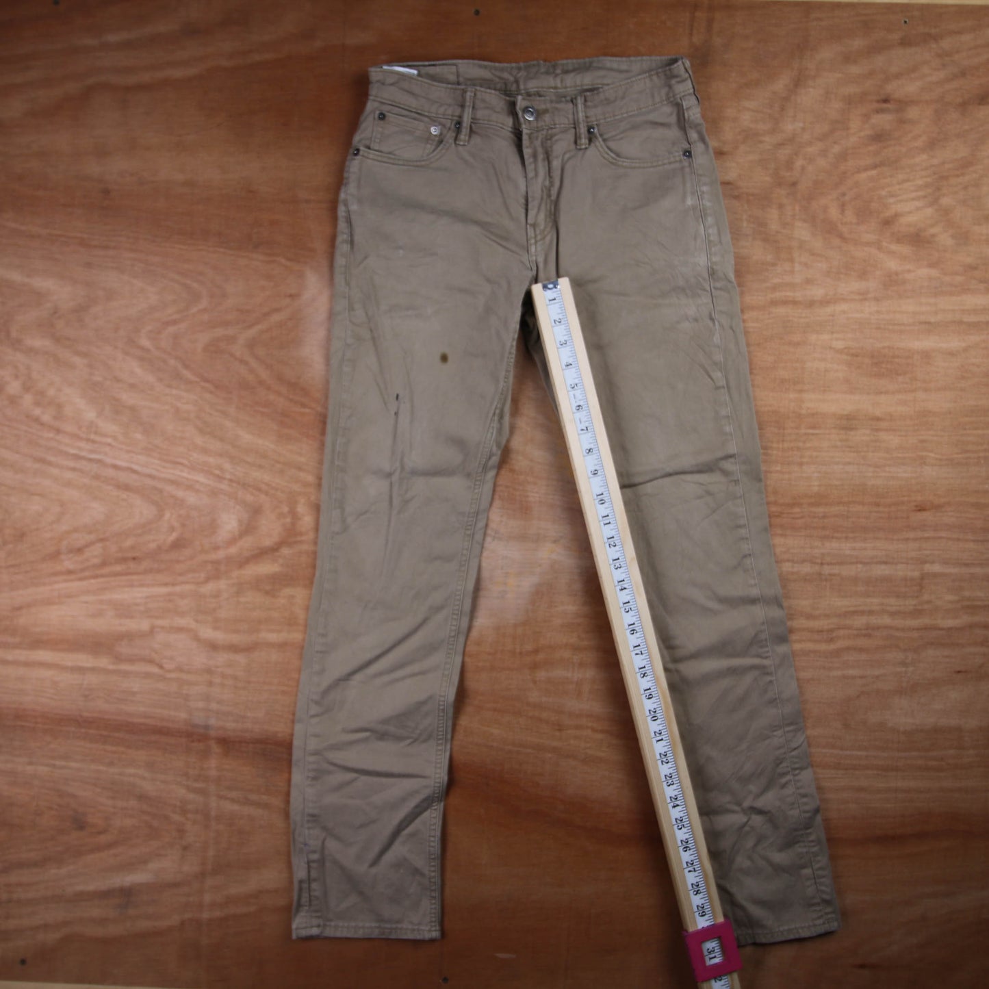 Levi's 511 Red Tab W30 L31 Slim Fit Classic Ripped Style Beige Denim Jeans