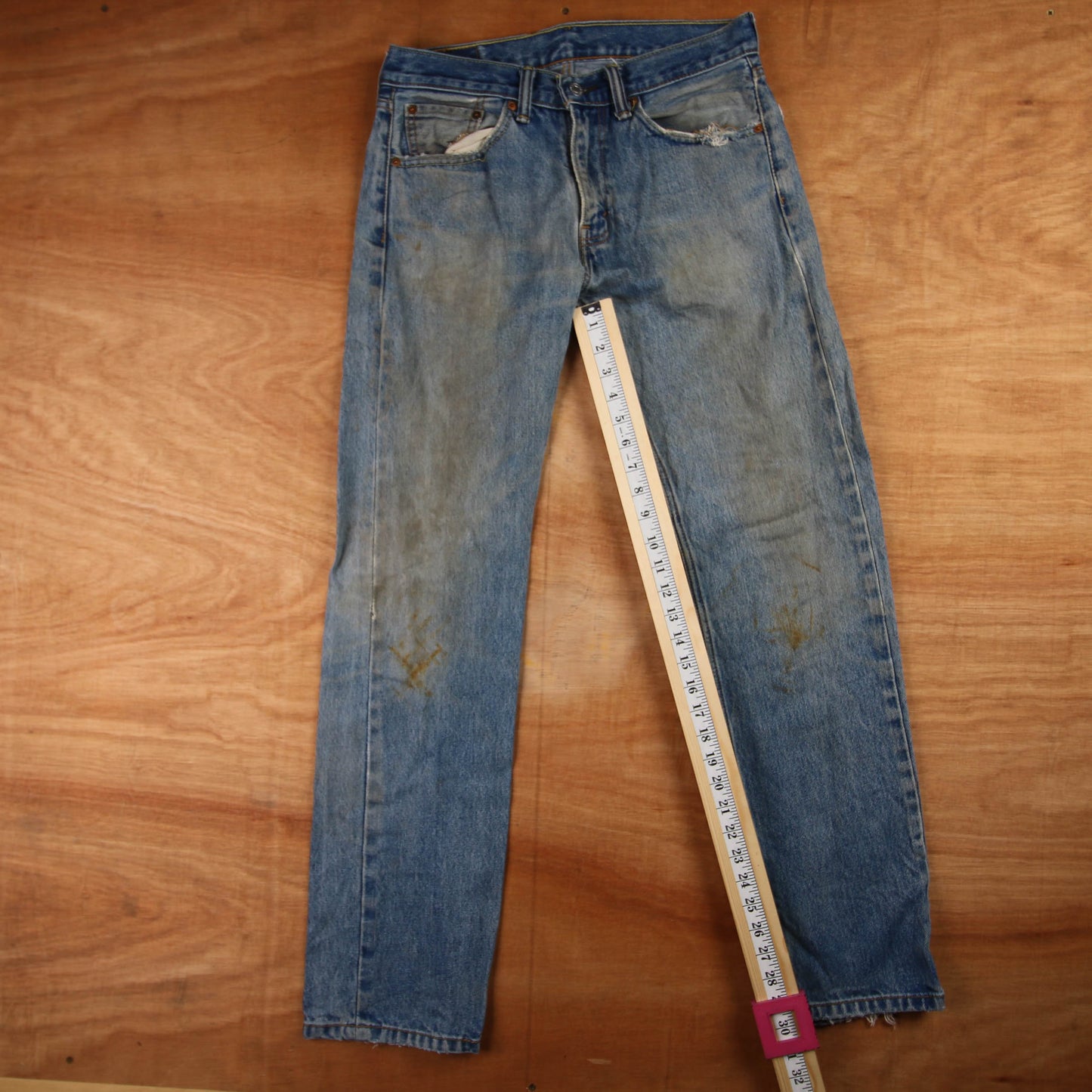 Levi's 505 Red Tab W30 L30 Straight Leg Regular Fit Blue Denim Jeans