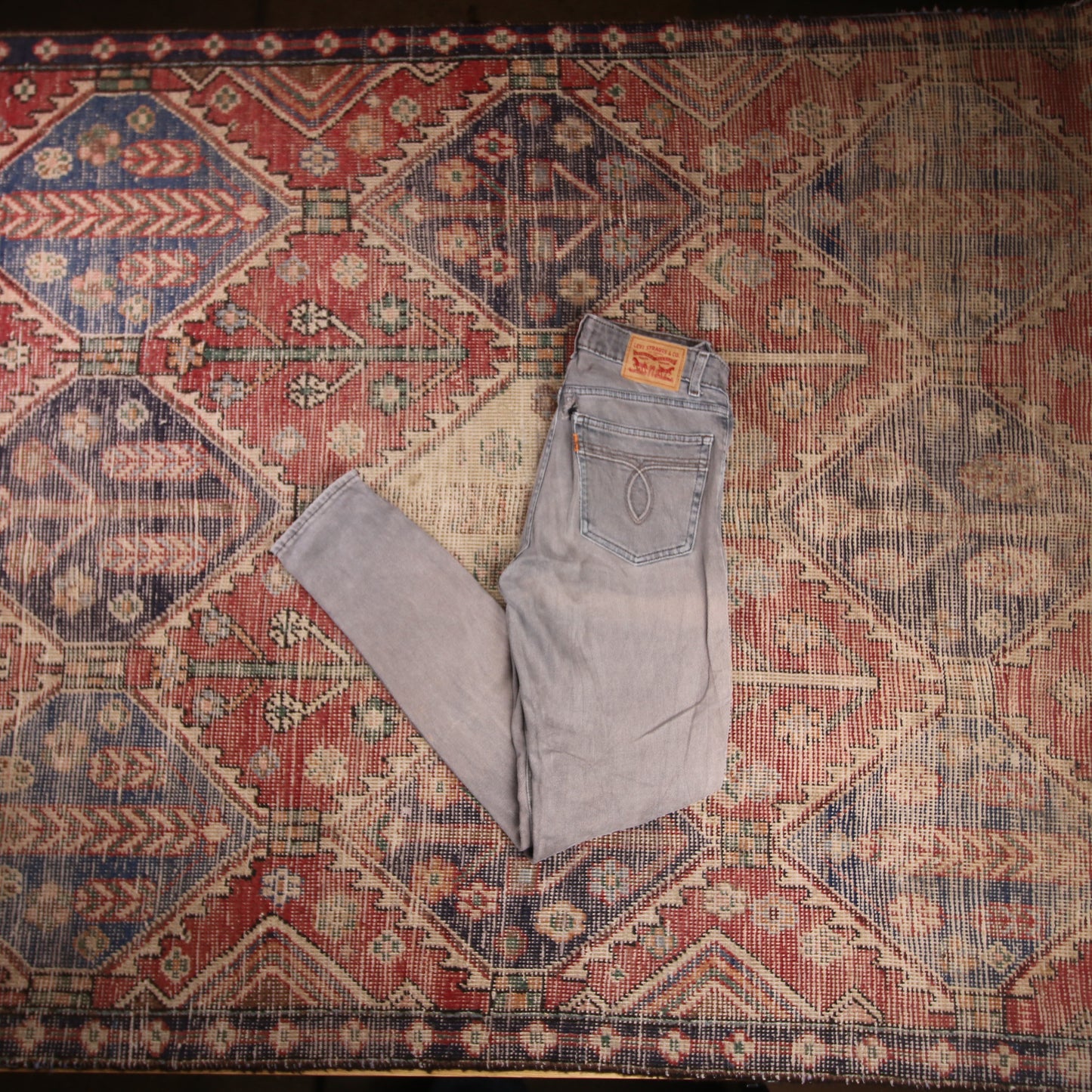 Levi's 721 Orange Tab W28 L30 Skinny Grey Denim Jeans