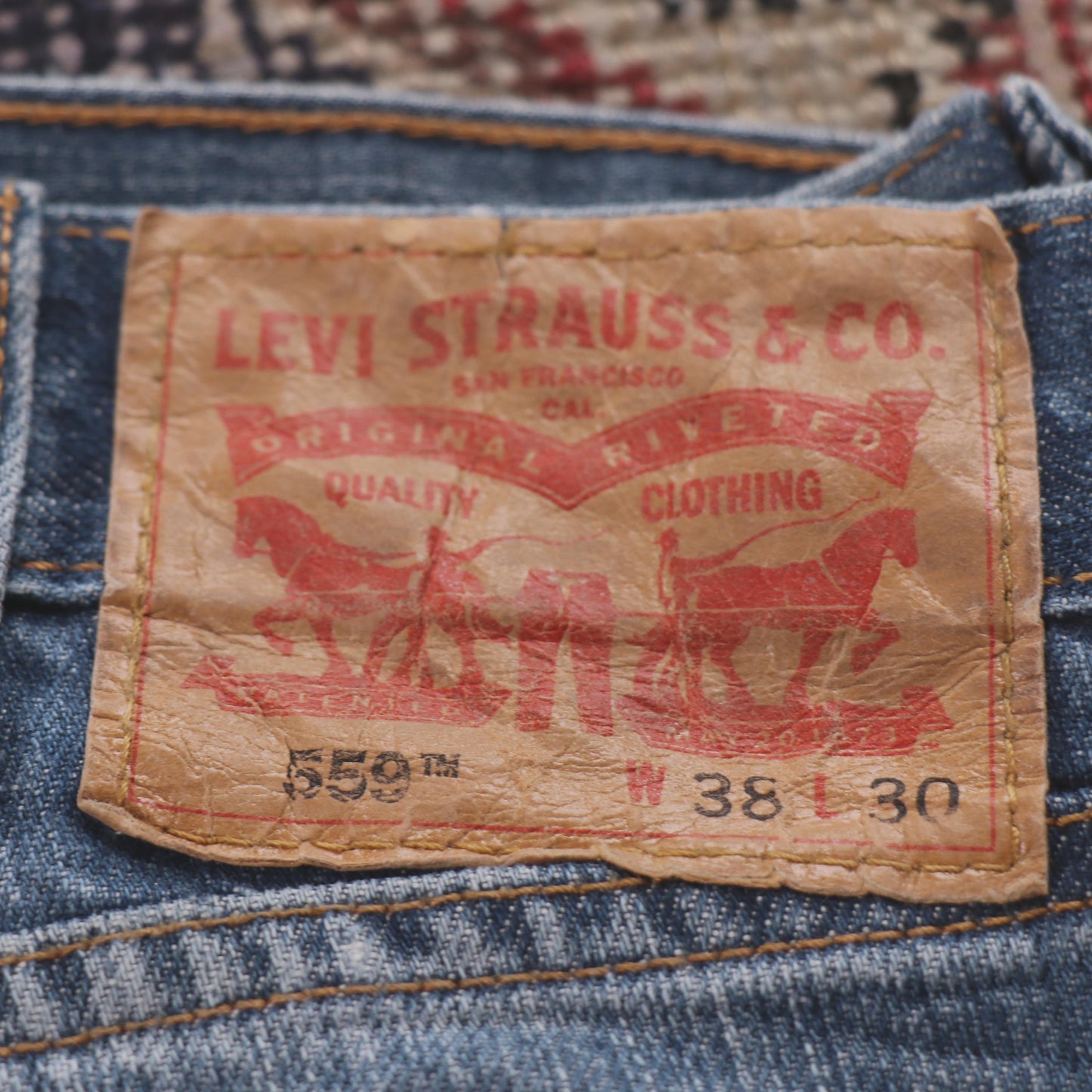 Levi's 559 W40 L29 Straight Leg Relaxed Fit Blue Denim Jeans