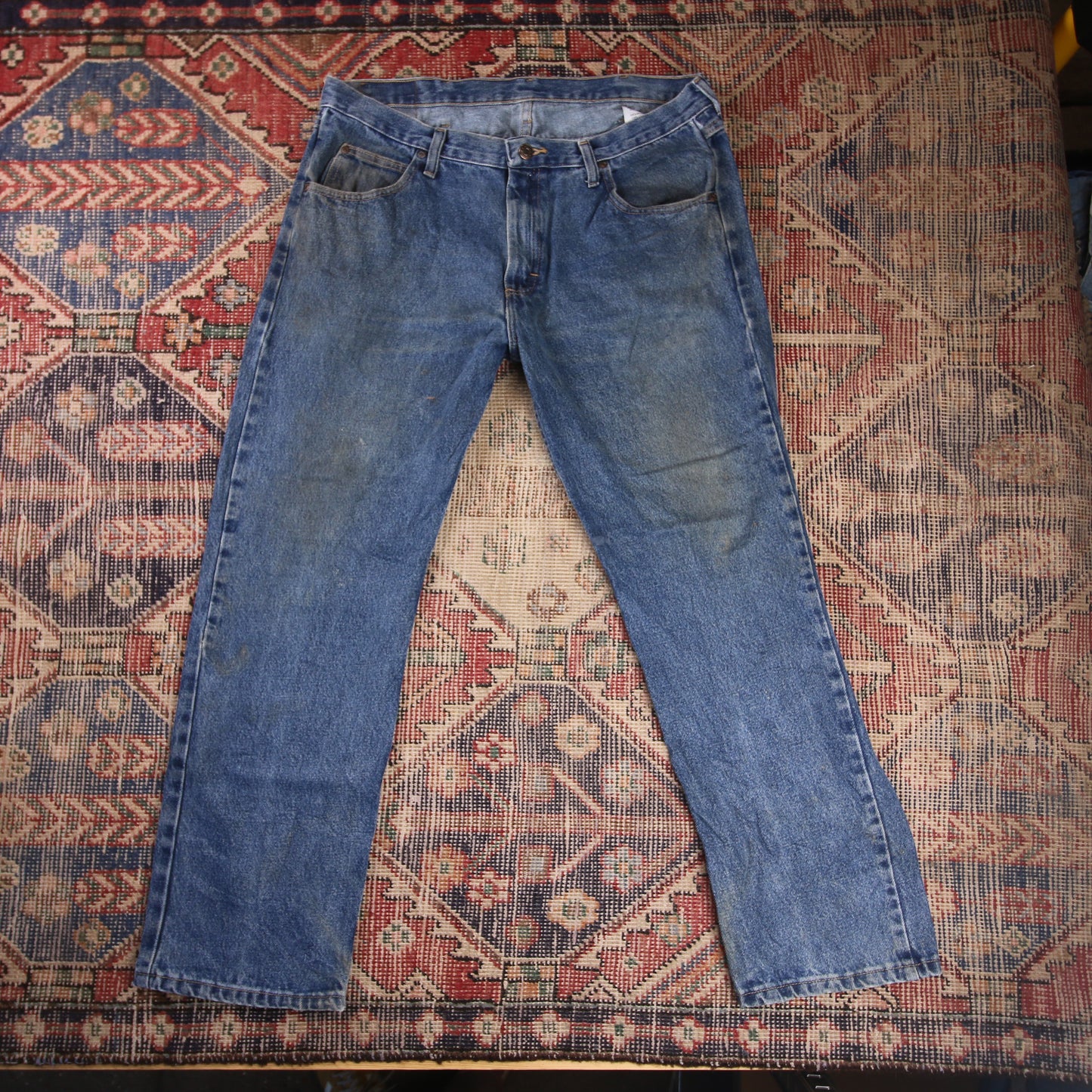 Wrangler W36 L29 Straight Leg Relaxed Fit Blue Denim Jeans