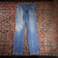 Wrangler W34 L32 Straight Leg Regular Fit Classic Ripped Style Blue Denim Jeans