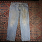 Levi's W42 L31 Tapered Leg Loose Fit Classic Ripped Style Blue Denim Jeans