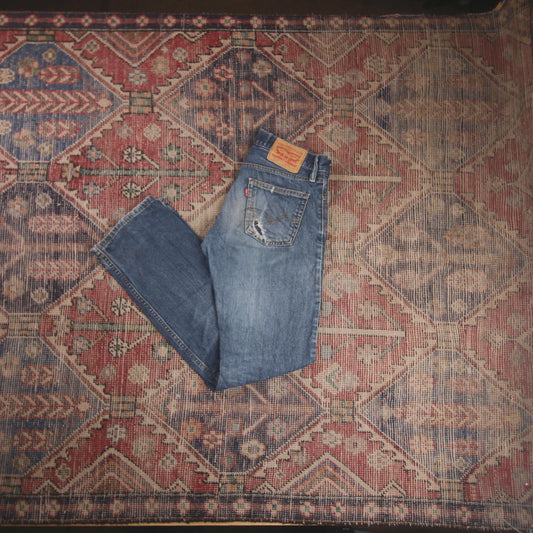 Levi's 514 W30 L30 Straight Leg Classic Ripped Style Blue Denim Jeans