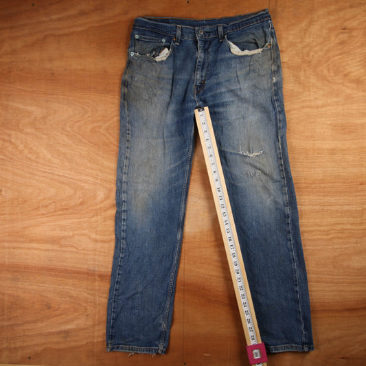 Levi's 501 Red Tab W34 L30 Original Fit Classic Ripped Style Blue Denim Jeans