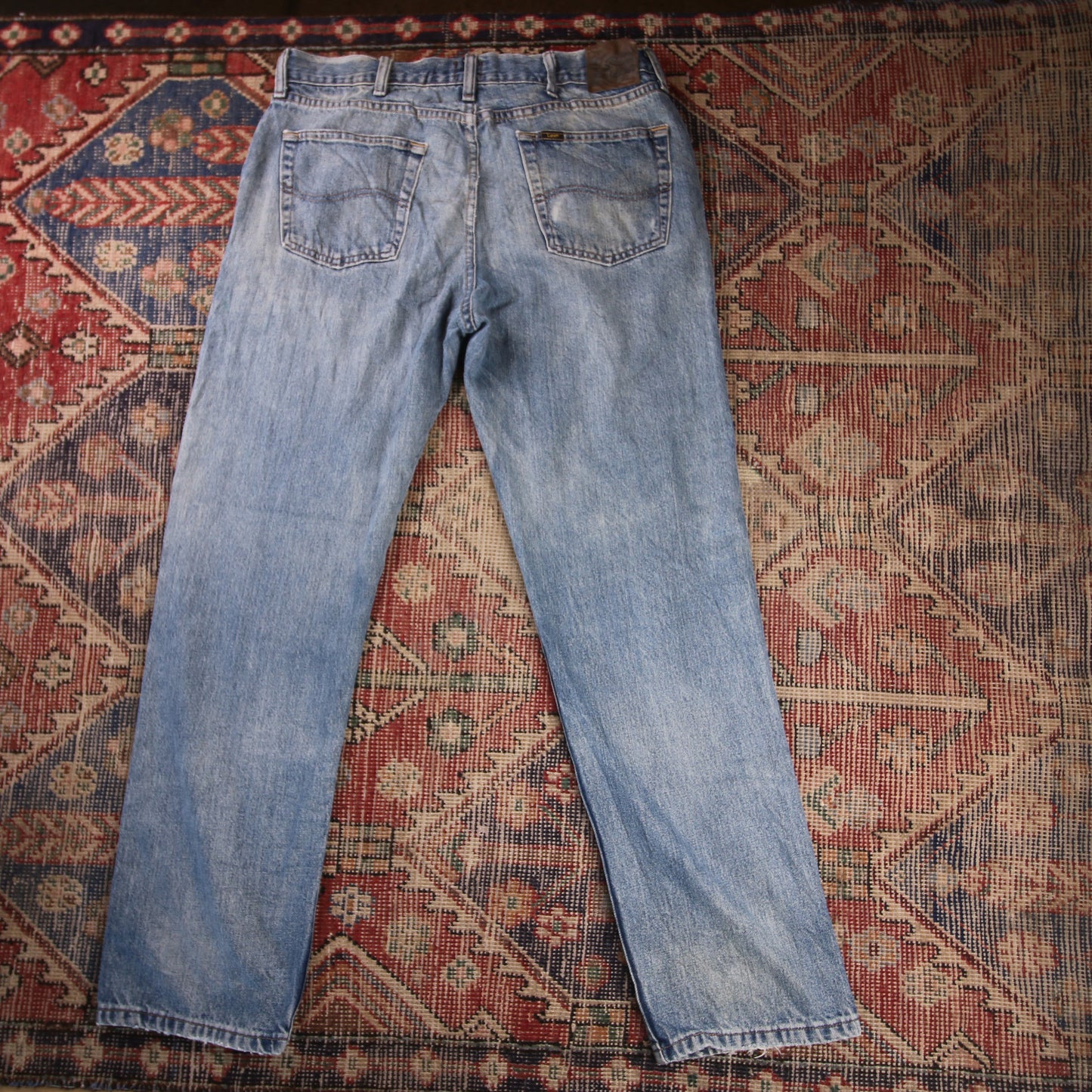 Lee W34 L32 Straight Leg Relaxed Fit Blue Denim Jeans
