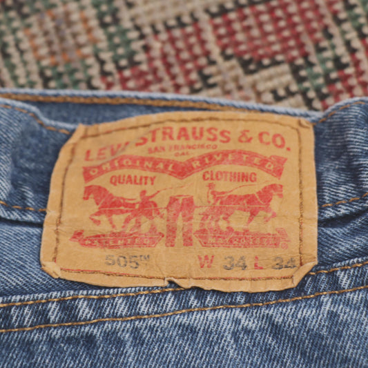 Levi's 505 W34 L31 Straight Leg Regular Fit Blue Denim Jeans
