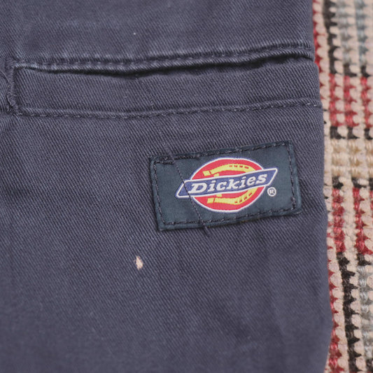 Dickies Double Knee W34 L29 Straight Leg Slim Fit Blue Cotton Blend Trousers