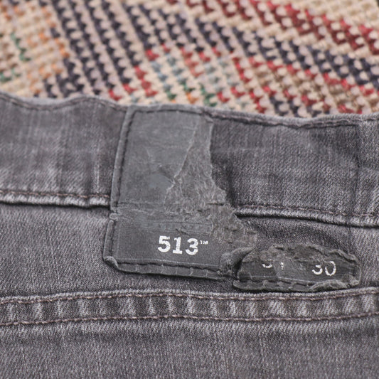 Levi's 513 W34 L29 Straight Leg Slim Fit Classic Ripped Style Black Denim Jeans