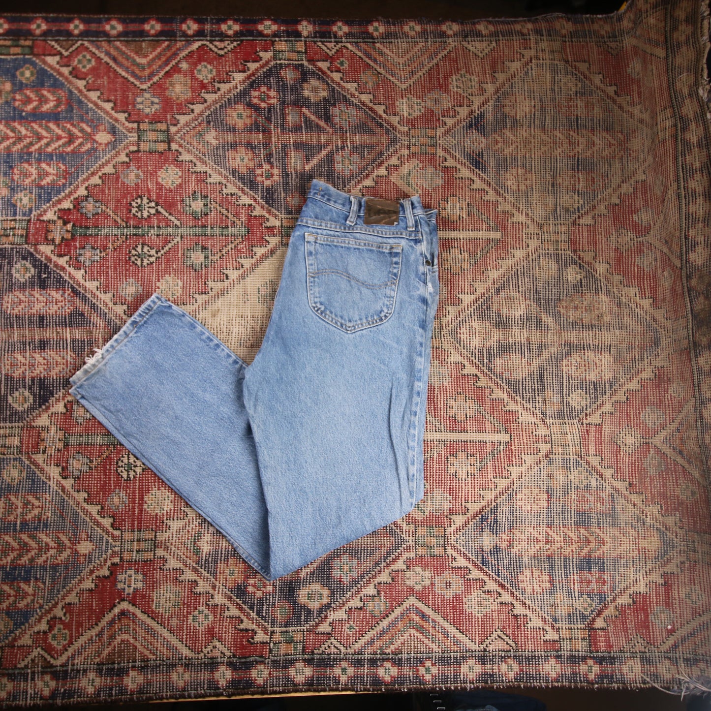 Lee W36 L32 Straight Leg Blue Denim Jeans