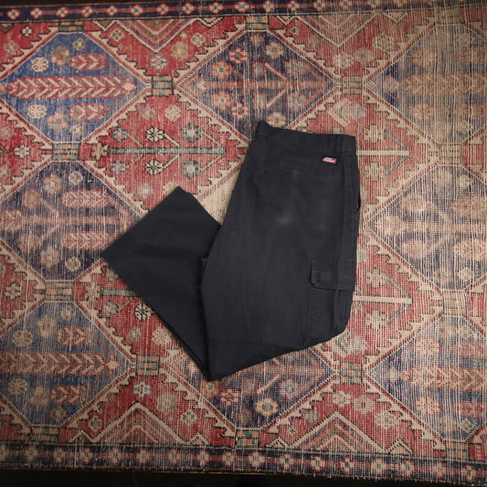Dickies W42 L28 Cargos Black Cotton Blend Trousers