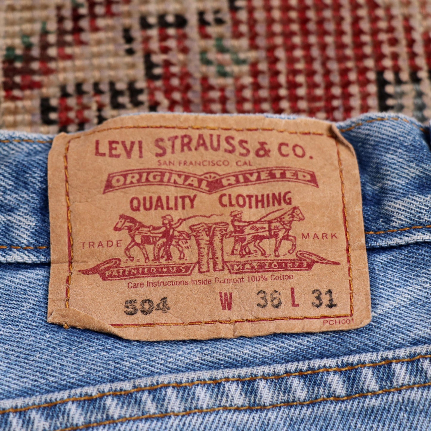 Levi's 504 W36 L27 Straight Leg Regular Fit Blue Denim Jeans