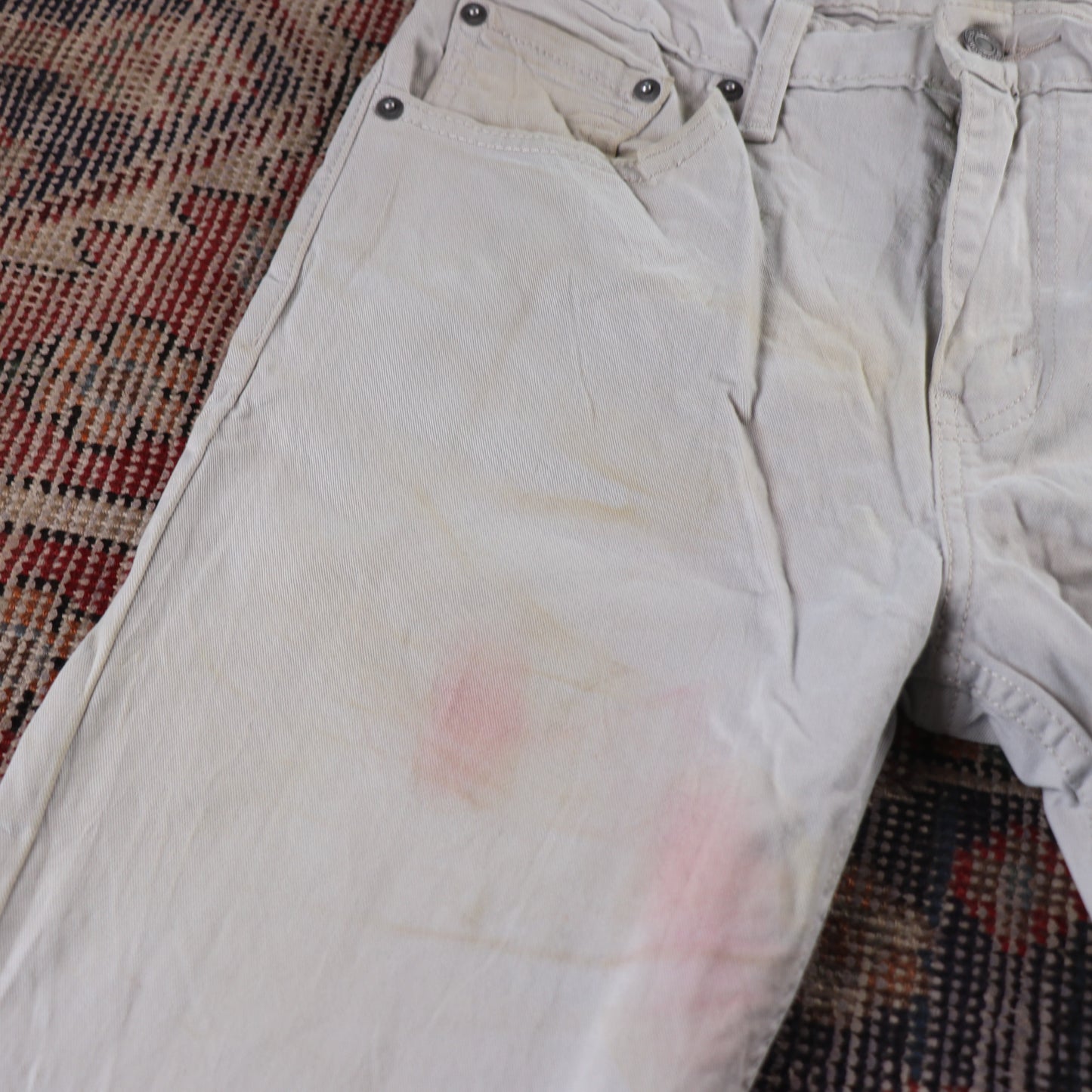 Levi's 502 White Tab W30 L29 Tapered Leg Regular Fit White Denim Jeans