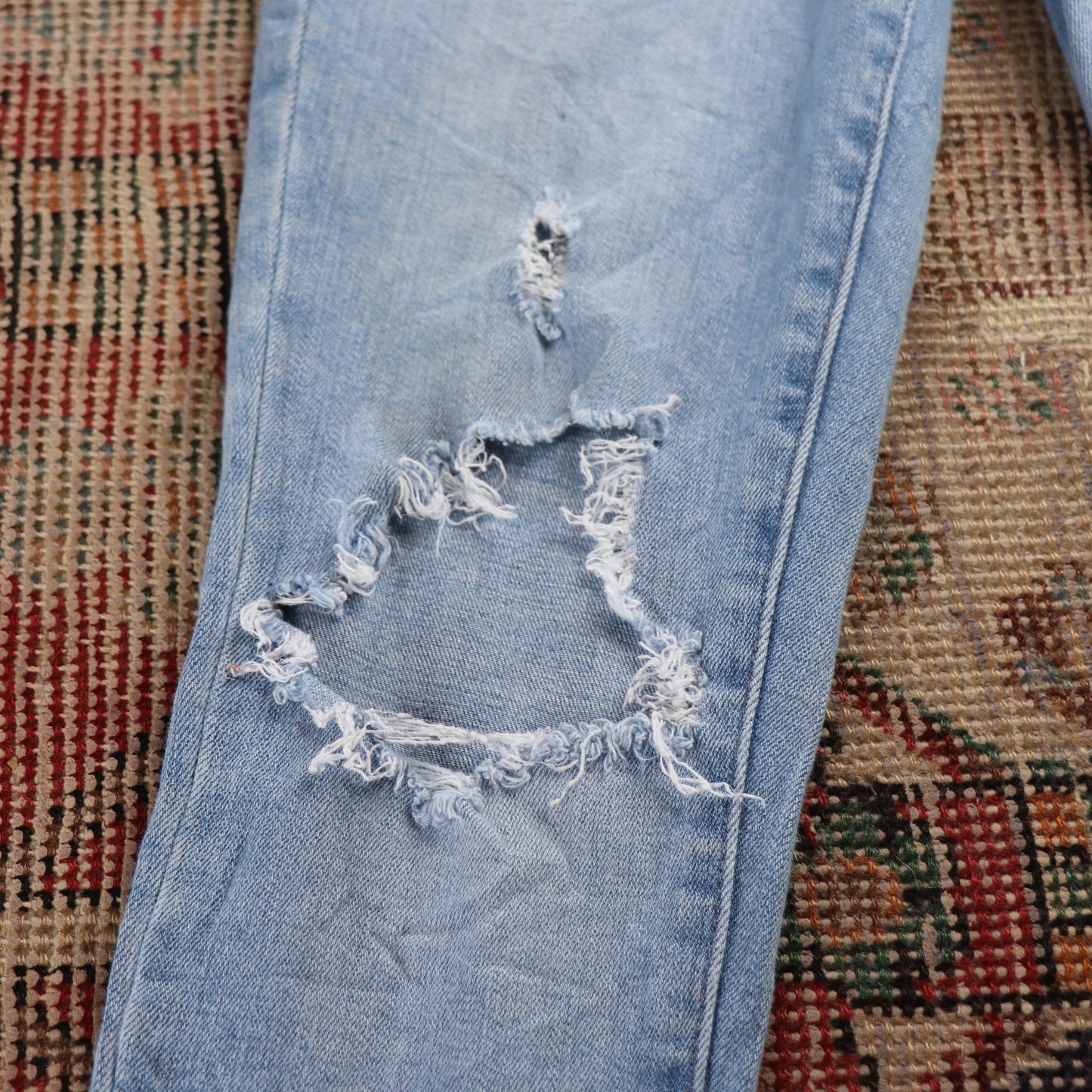 Levi's 721 W24 L25 Skinny Classic Ripped Style Blue Denim Jeans