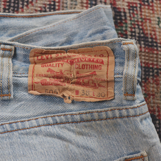 Levi's 505 W38 L27 Straight Leg Regular Fit Blue Denim Jeans