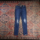 Levi's 711 W24 L28 Skinny Classic Ripped Style Blue Denim Jeans