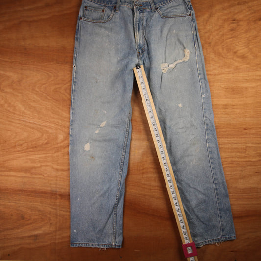 Levi's 505 Red Tab W38 L32 Straight Leg Regular Fit Classic Ripped Style Blue De