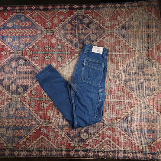 Levi's W30 L34 Tapered Cargo Blue Denim Jeans