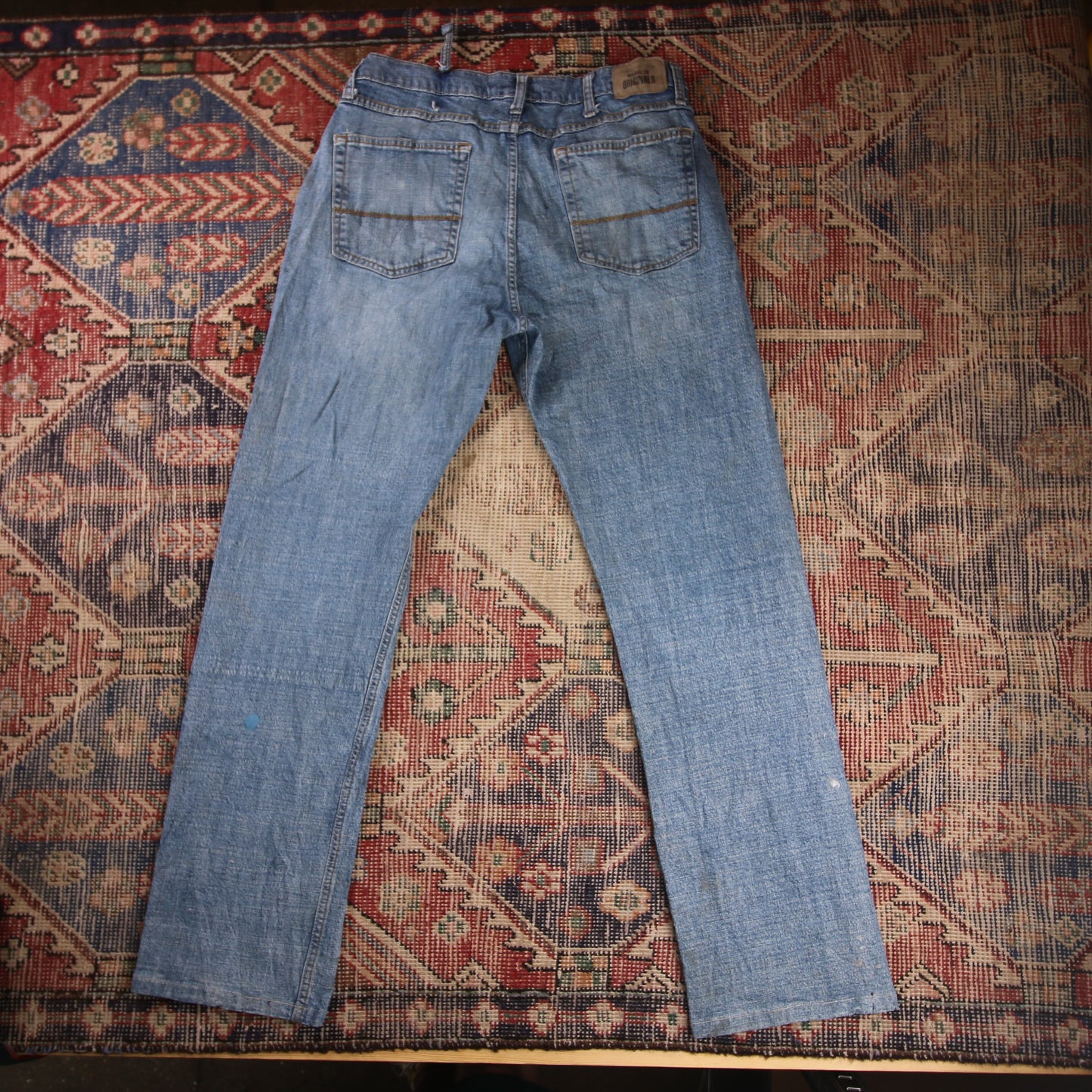 Wrangler W32 L32 Straight Leg Relaxed Fit Blue Denim Jeans