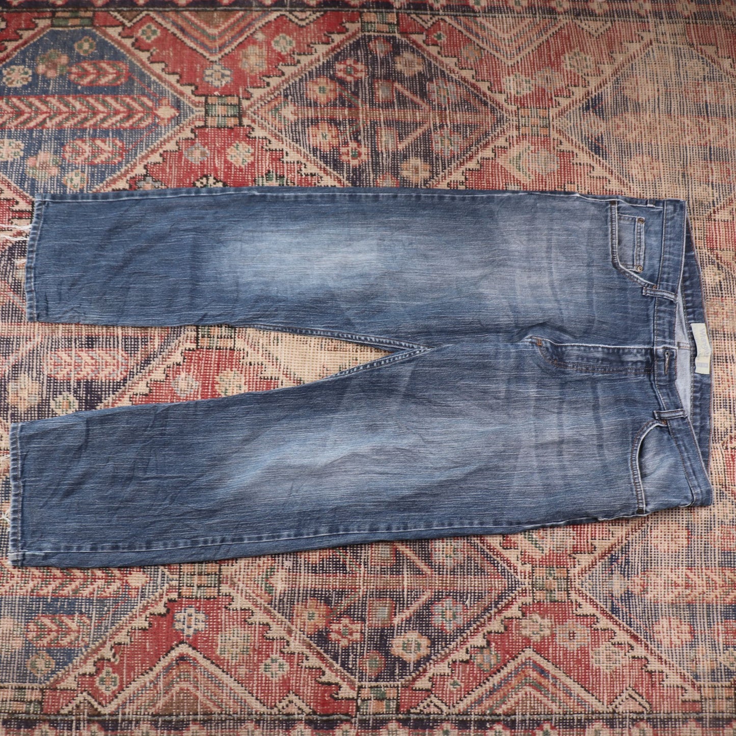 Wrangler W36 L29 Straight Leg Relaxed Fit Blue Denim Jeans