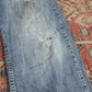 Wrangler W34 L30 Straight Leg Relaxed Fit Classic Ripped Style Blue Denim Jeans