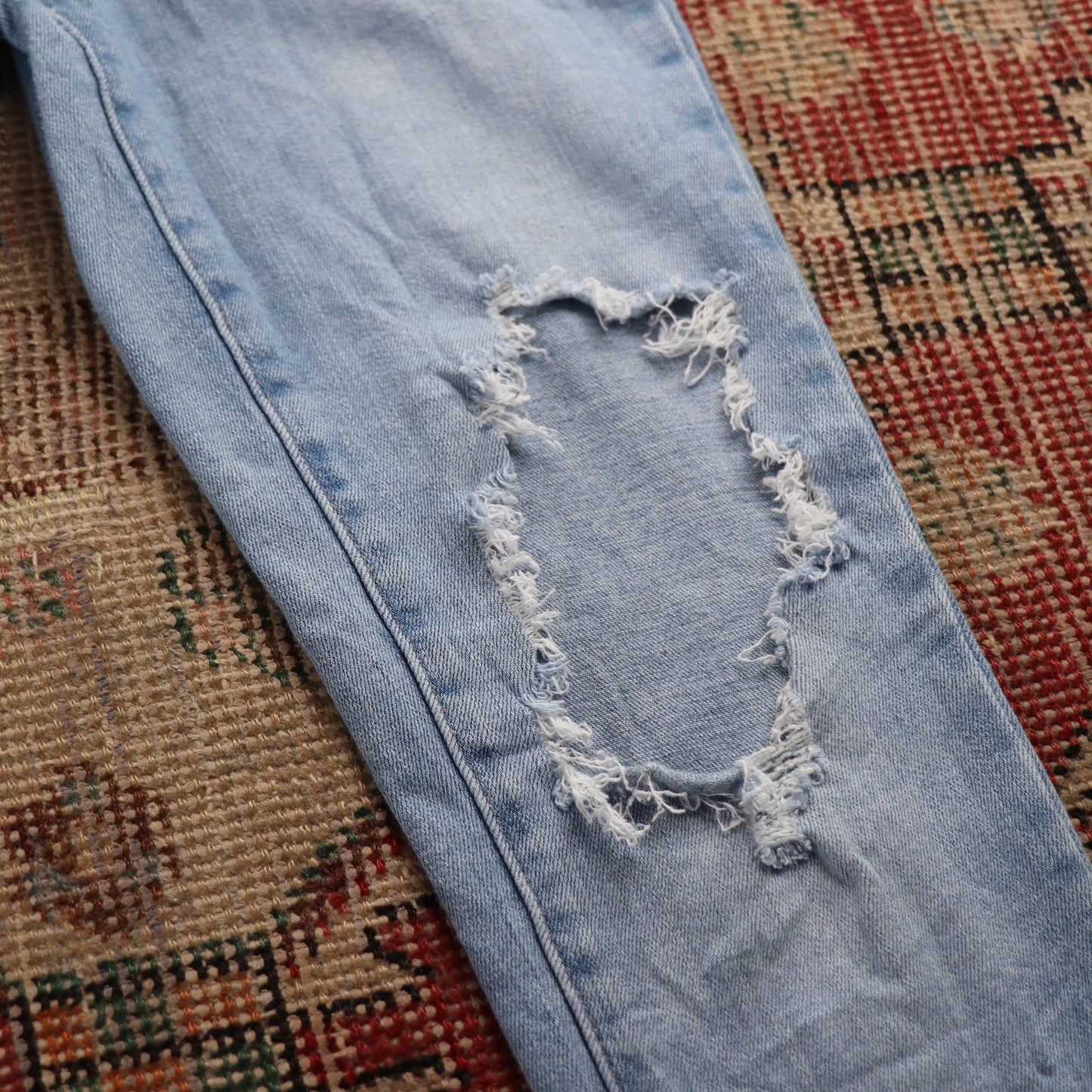 Levi's 721 W24 L25 Skinny Classic Ripped Style Blue Denim Jeans