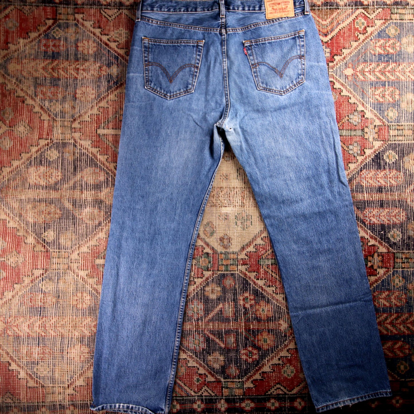 Levi's Orange Tab W38 L34 Straight Leg Classic Ripped Style Blue Denim Jeans