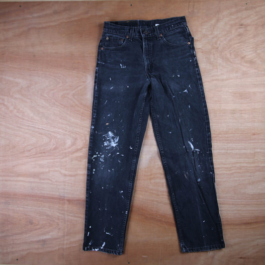 Levi's 550 Red Tab W28 L29 Tapered Leg Relaxed Fit Black Denim Jeans