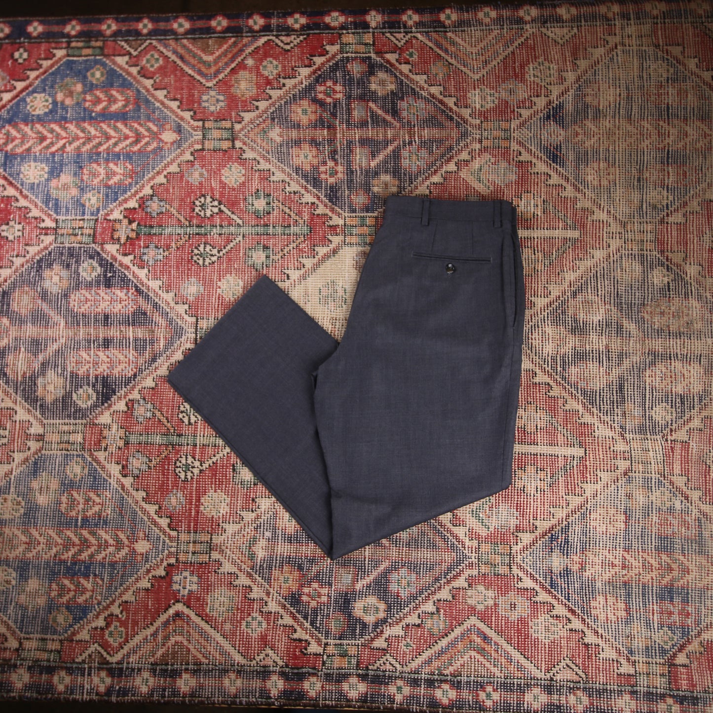 Nautica W34 L30 Straight Leg Navy Cotton Blend Trousers