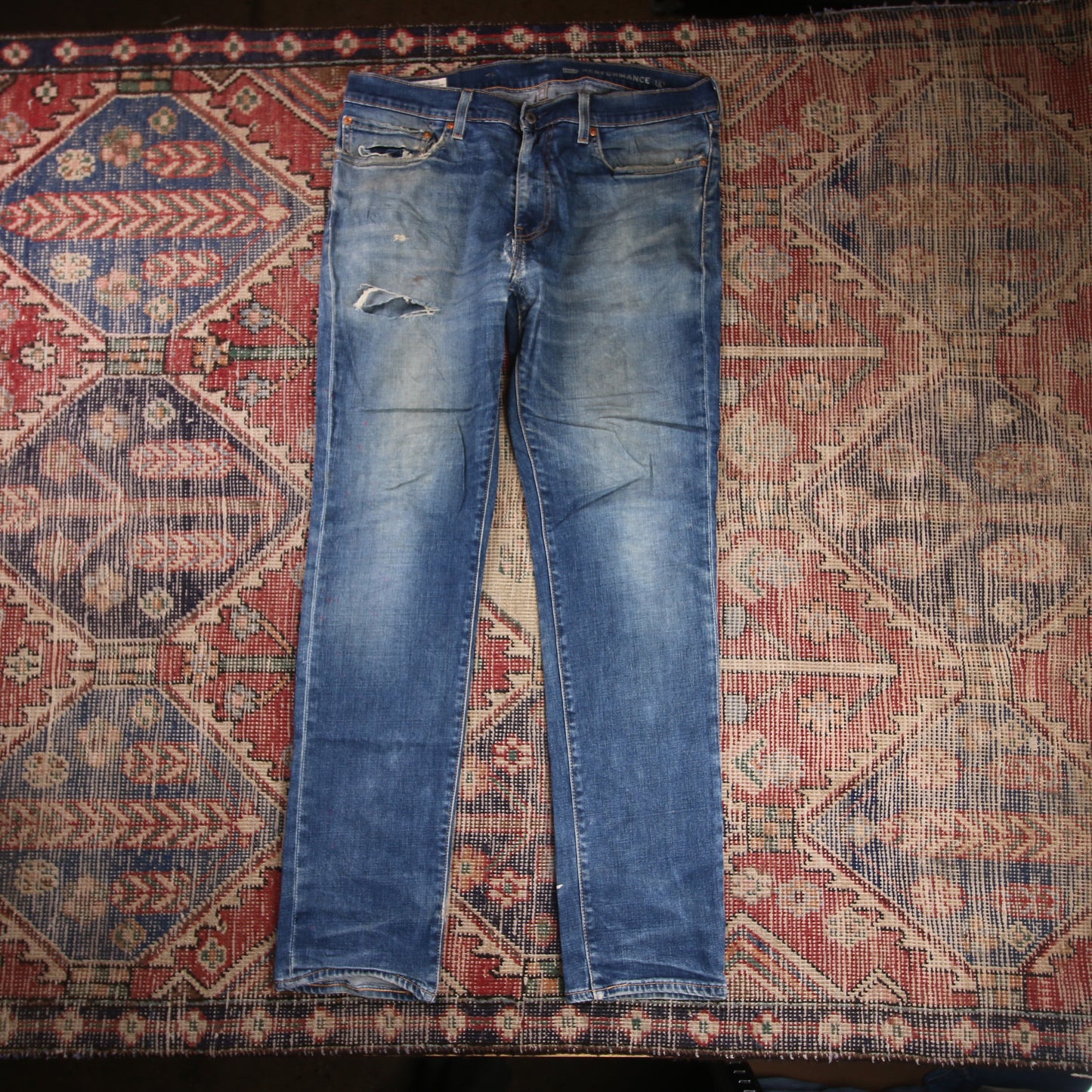Levi's 511 W36 L31 Slim Fit Classic Ripped Style Blue Denim Jeans