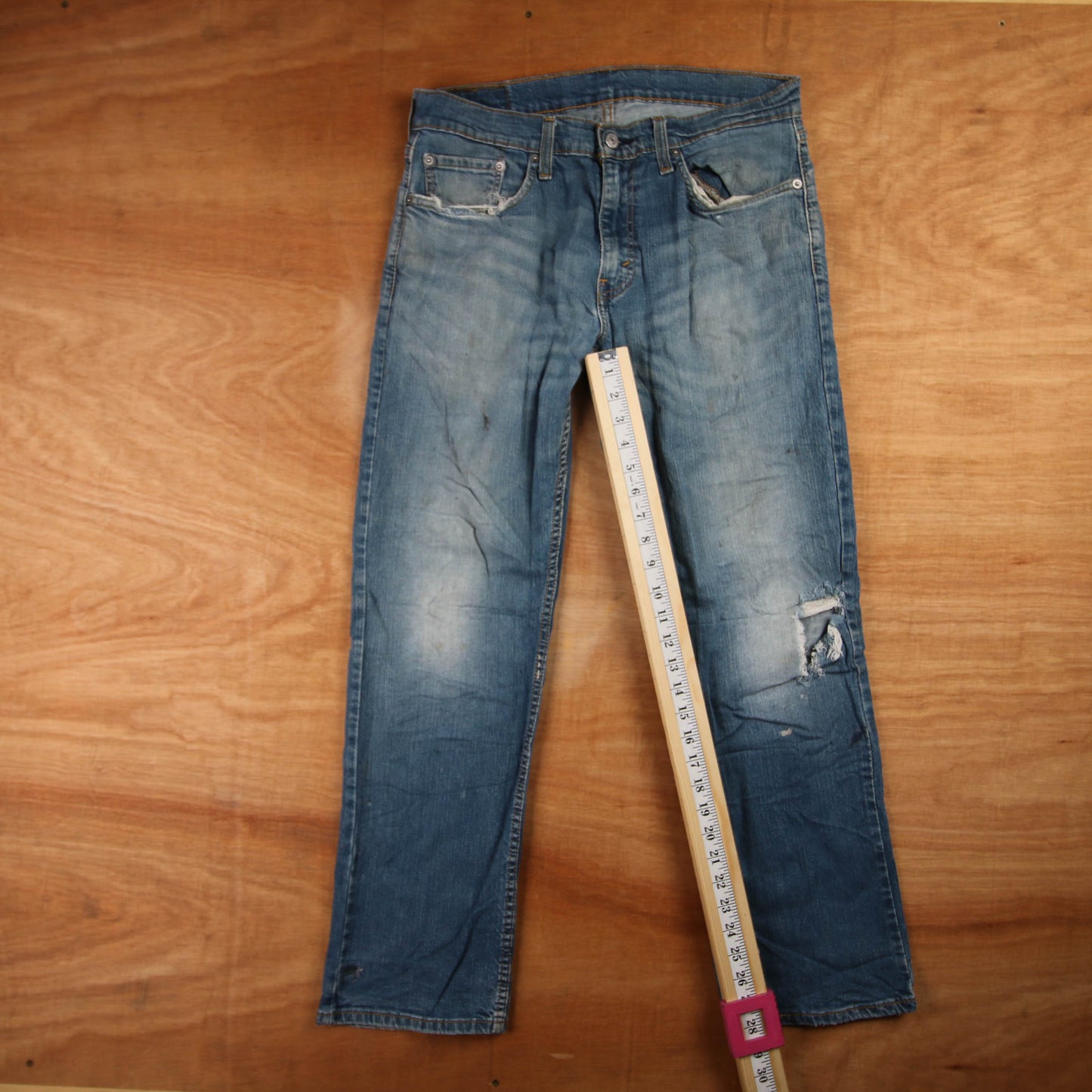 Levi's 559 Red Tab W32 L28 Straight Leg Relaxed Fit Classic Ripped Style Blue De