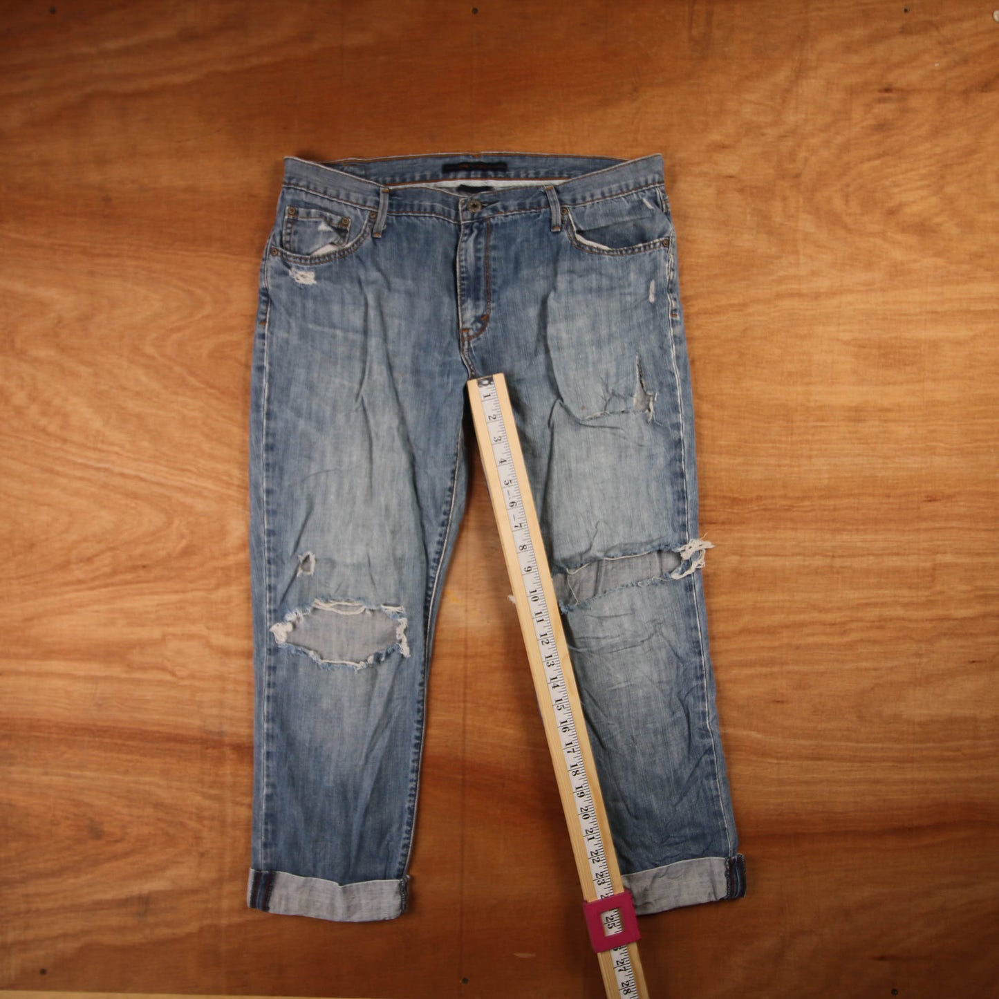 Levi's 514 Red Tab W36 L25 Straight Leg Classic Ripped Style Blue Denim Jeans