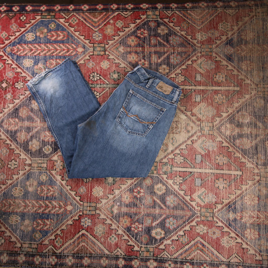 Wrangler W42 L29 Straight Leg Relaxed Fit Blue Denim Jeans