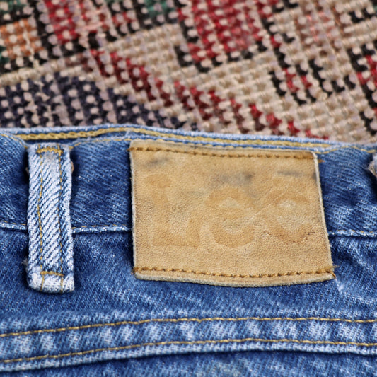 Lee W34 L28 Straight Leg Loose Fit Classic Ripped Style Blue Denim Jeans