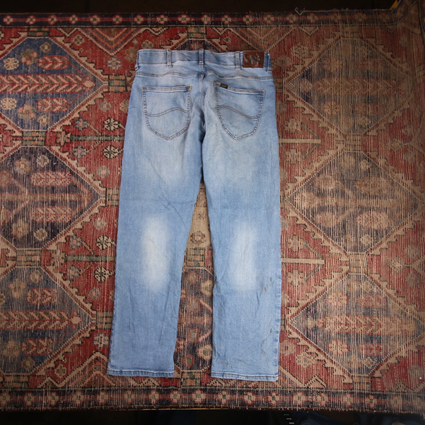 Lee W34 L28 Straight Leg Slim Fit Blue Denim Jeans