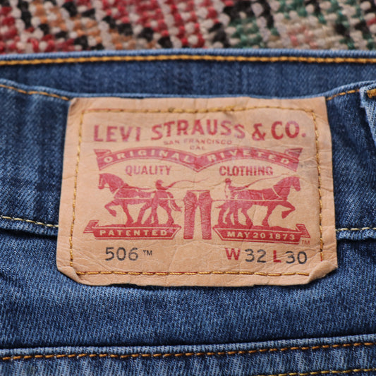 Levi's 506 Red Tab W30 L28 Straight Leg Blue Denim Jeans
