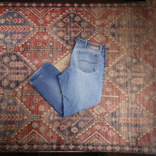 Lee W38 L28 Straight Leg Regular Fit Blue Denim Jeans