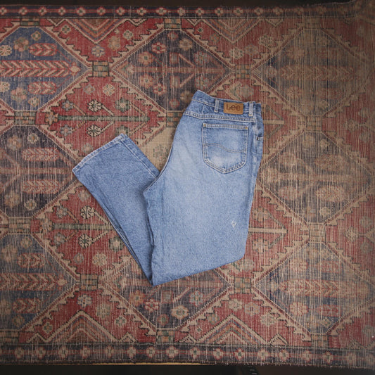 Lee W36 L30 Straight Leg Loose Fit Blue Denim Jeans