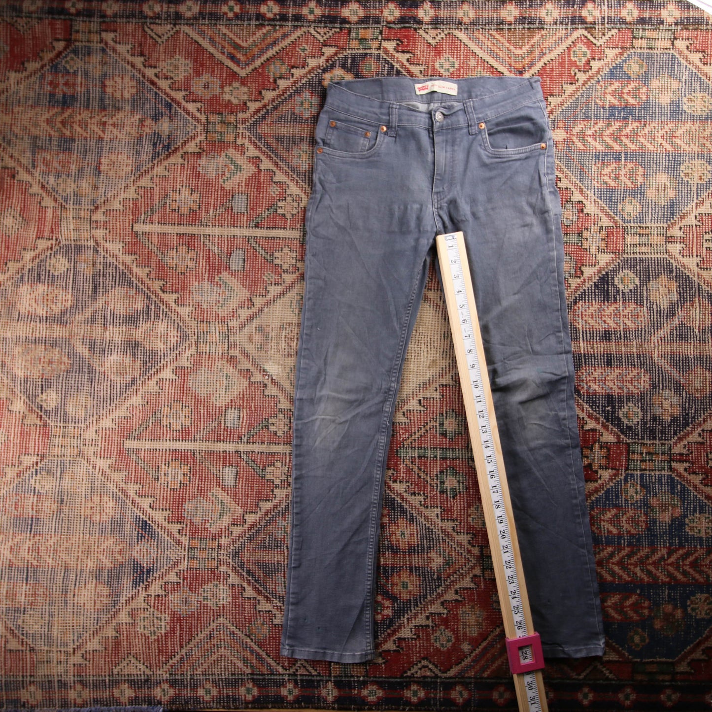 Levi's 512 Red Tab W28 L28 Tapered Leg Slim Fit Grey Denim Jeans