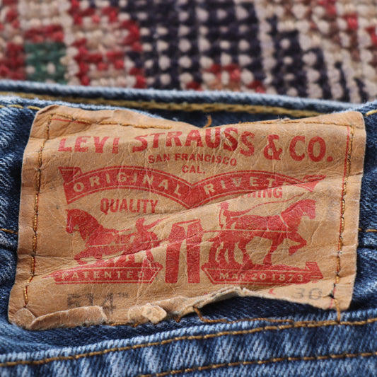 Levi's 501 Red Tab W28 L29 Original Fit Classic Ripped Style Blue Denim Jeans