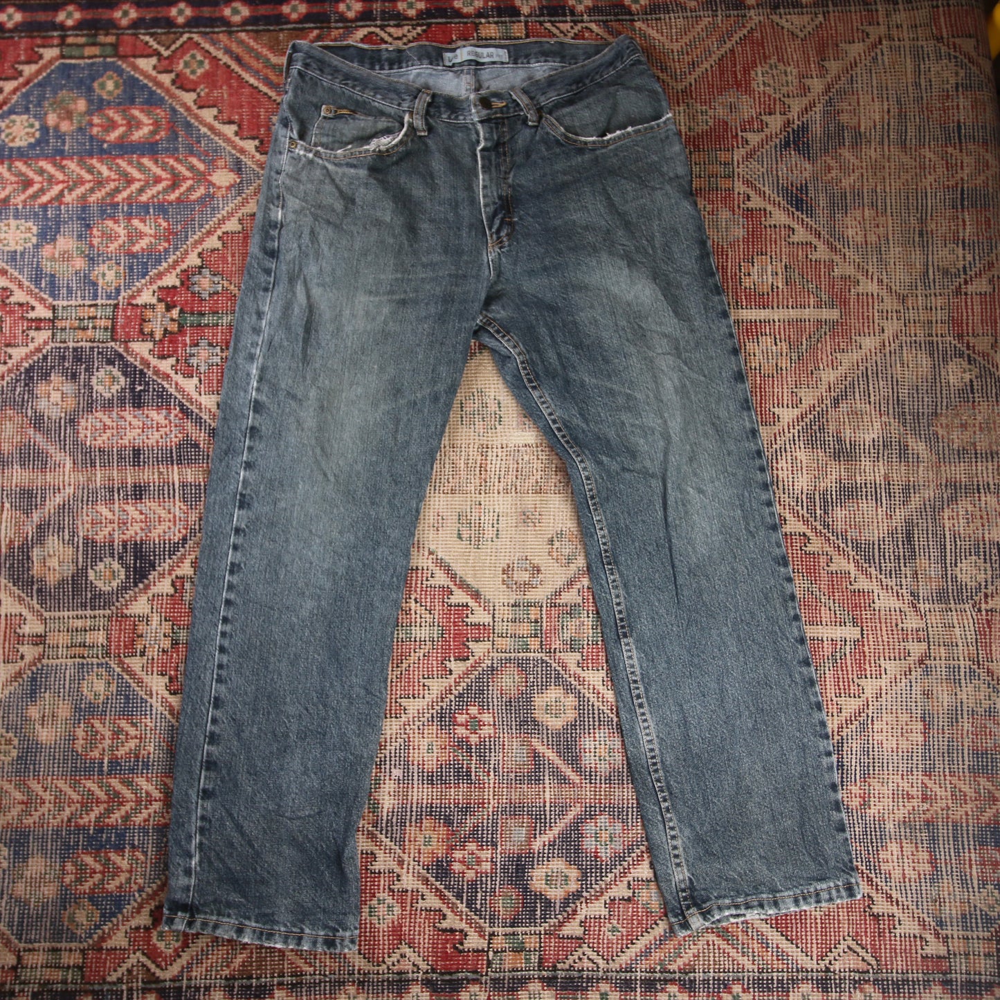 Lee W34 L30 Straight Leg Regular Fit Blue Denim Jeans