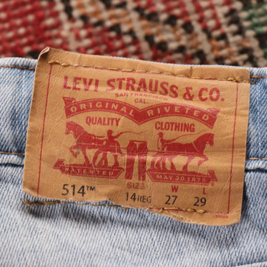 Levi's 514 W26 L27 Straight Leg Blue Denim Jeans