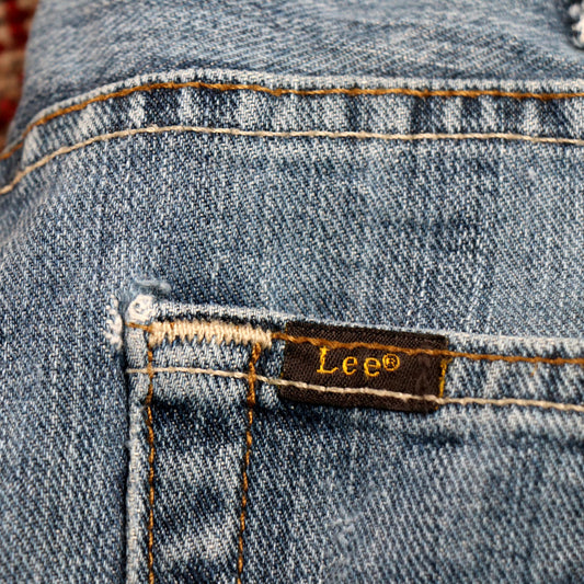 Lee W36 L32 Straight Leg Relaxed Fit Classic Ripped Style Blue Denim Jeans