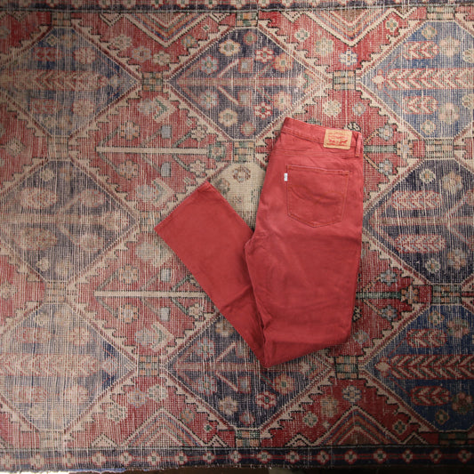 Levi's W32 L30 Mid Rise Skinny Fit Red Denim Jeans