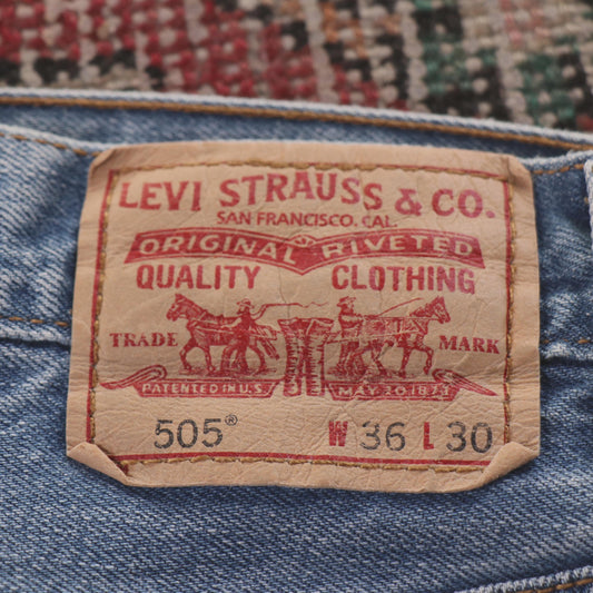 Levi's 505 Red Tab W28 L29 Straight Leg Regular Fit Blue Denim Jeans